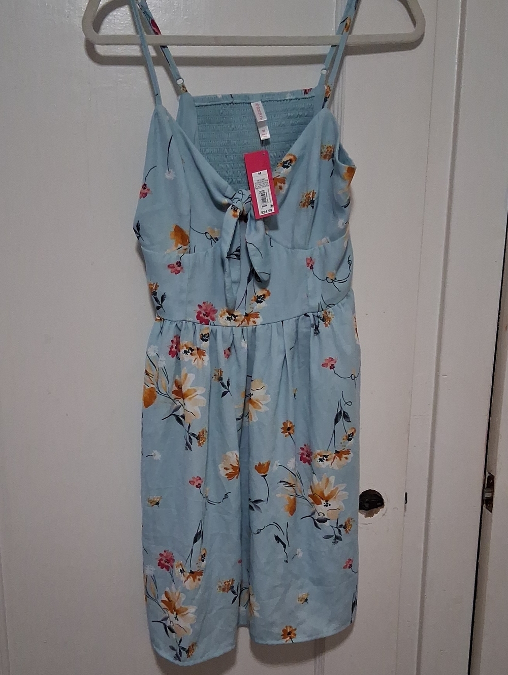 Xhilaration Light Blue Floral Tie-Front Sundress